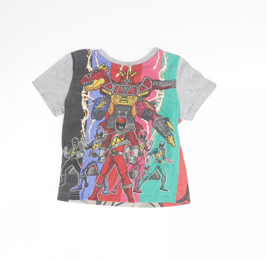 George Boys Grey Basic T-Shirt Size 4 Years - power rangers