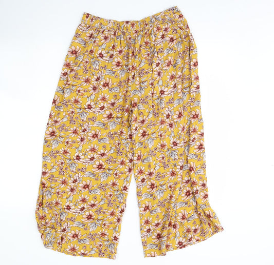 American eagle Womens Yellow Floral Trousers Size M L21 in