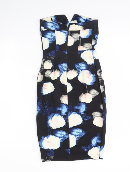 River Island Womens Black Floral Bodycon Size 8