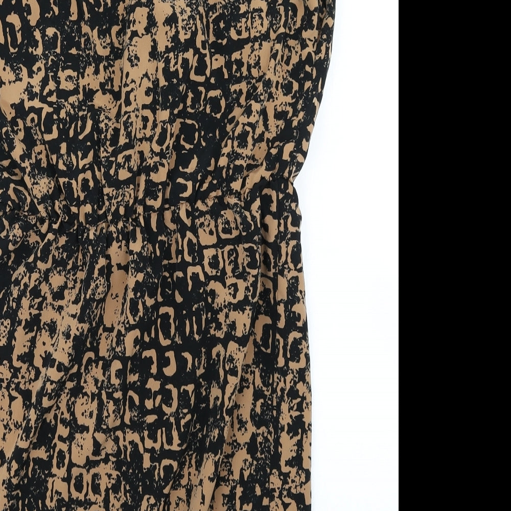 Topshop Womens Brown Geometric Wrap Dress Size 8