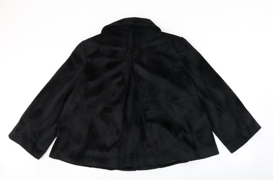 editions Womens Black Overcoat Coat Size 16