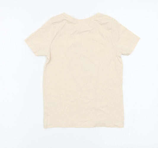 Asda George Boys Beige Animal Print Basic T-Shirt Size 6-7 Years