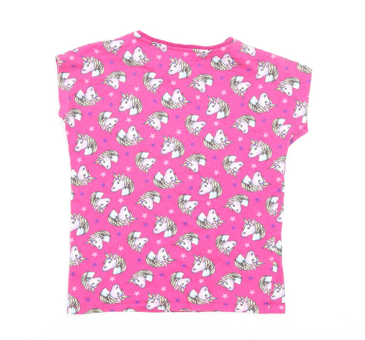 Preworn Girls Pink Animal Print Top Pyjama Top Size 8-9 Years