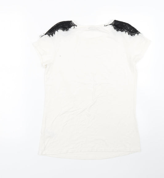Very Womens White Basic T-Shirt Size 12