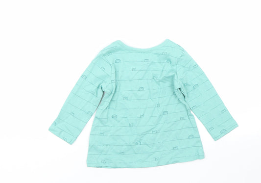 George Girls Green Striped Basic T-Shirt Size 6-9 Months - Animals