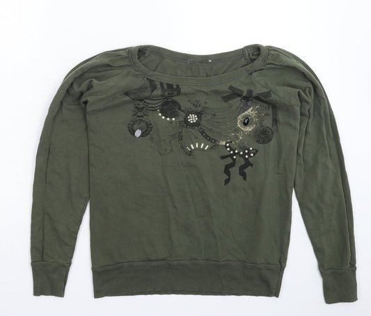 Preworn Womens Green Pullover Sweatshirt Size 12