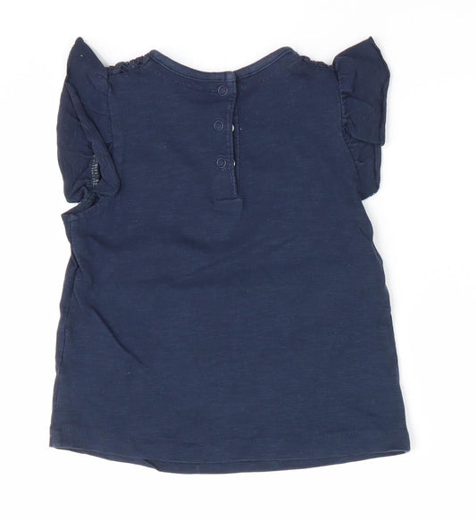 Florence and Fred Girls Blue Floral Basic Casual Size 12-18 Months - Lace details