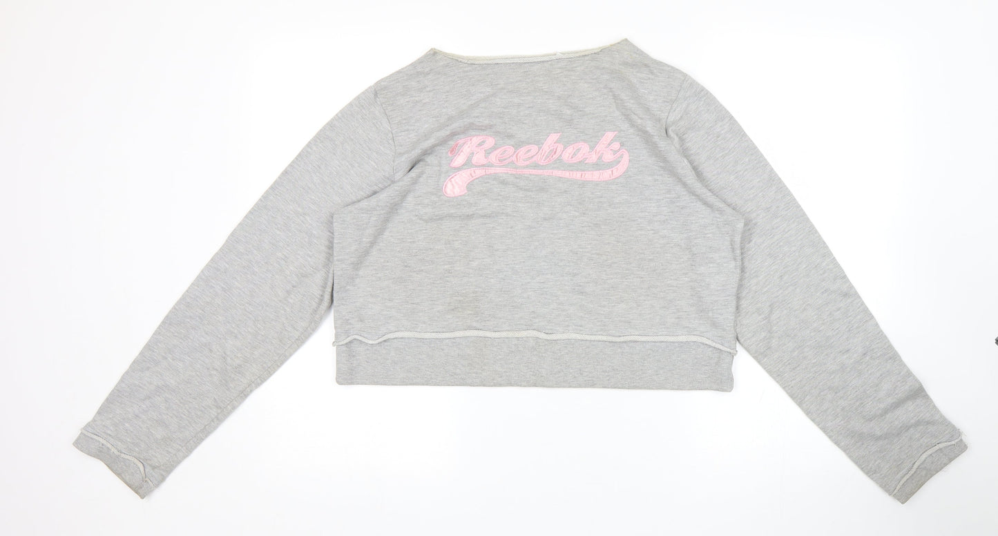 Reebok Womens Grey Pullover Sweatshirt Size 14 - Cropped
