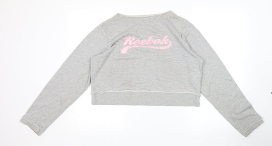 Reebok Womens Grey   Pullover Sweatshirt Size 14  - Cropped