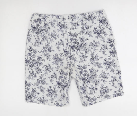 George Womens White Floral Bermuda Shorts Size XL -