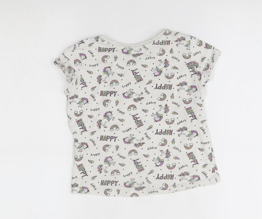 Primark Girls White Pyjama Top Size 4-5 Years - unicorn, happy