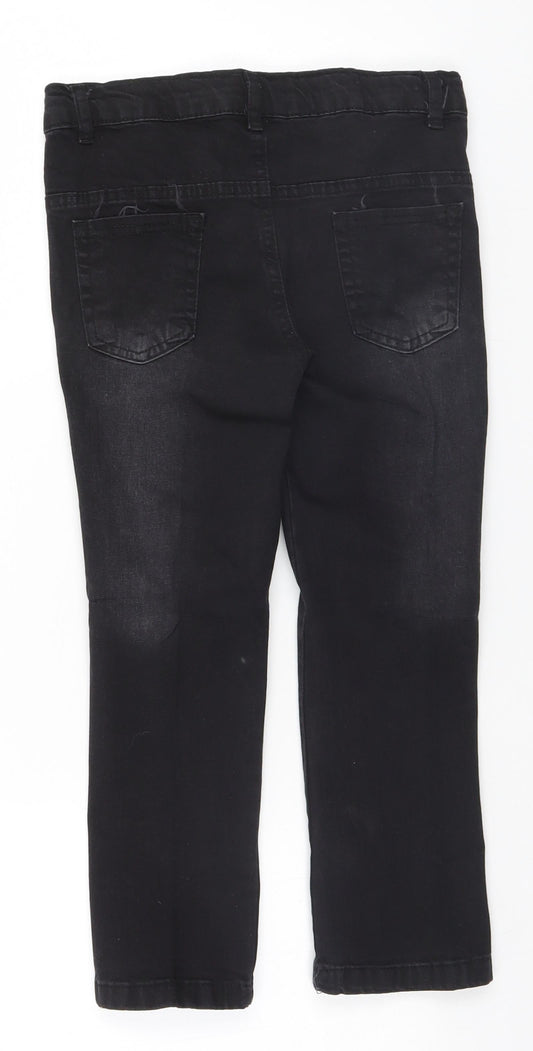 Preworn Girls Black Straight Jeans Size 7 Years