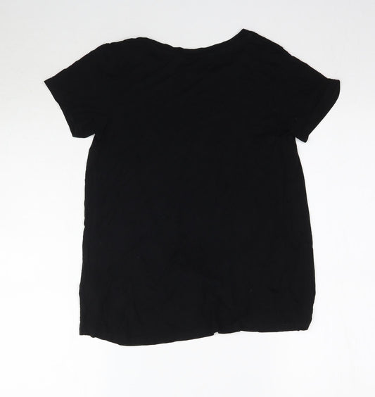 Dorothy Perkins Womens Black Basic T-Shirt Size 8 - Knot detail