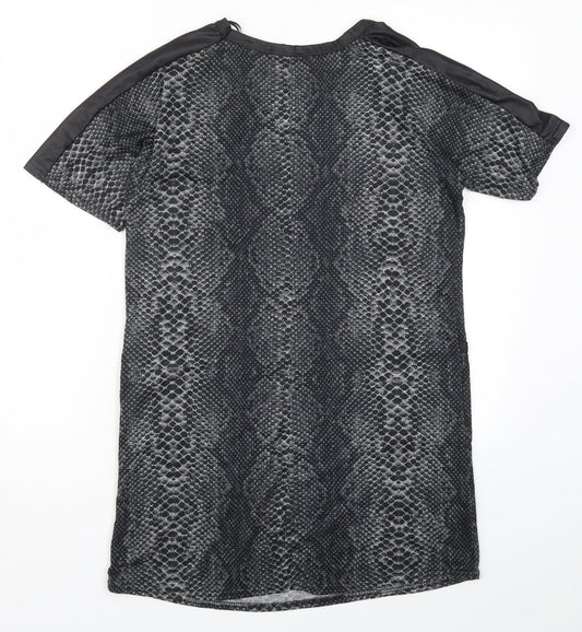 Select Womens Grey Animal Print T-Shirt Dress Size 10