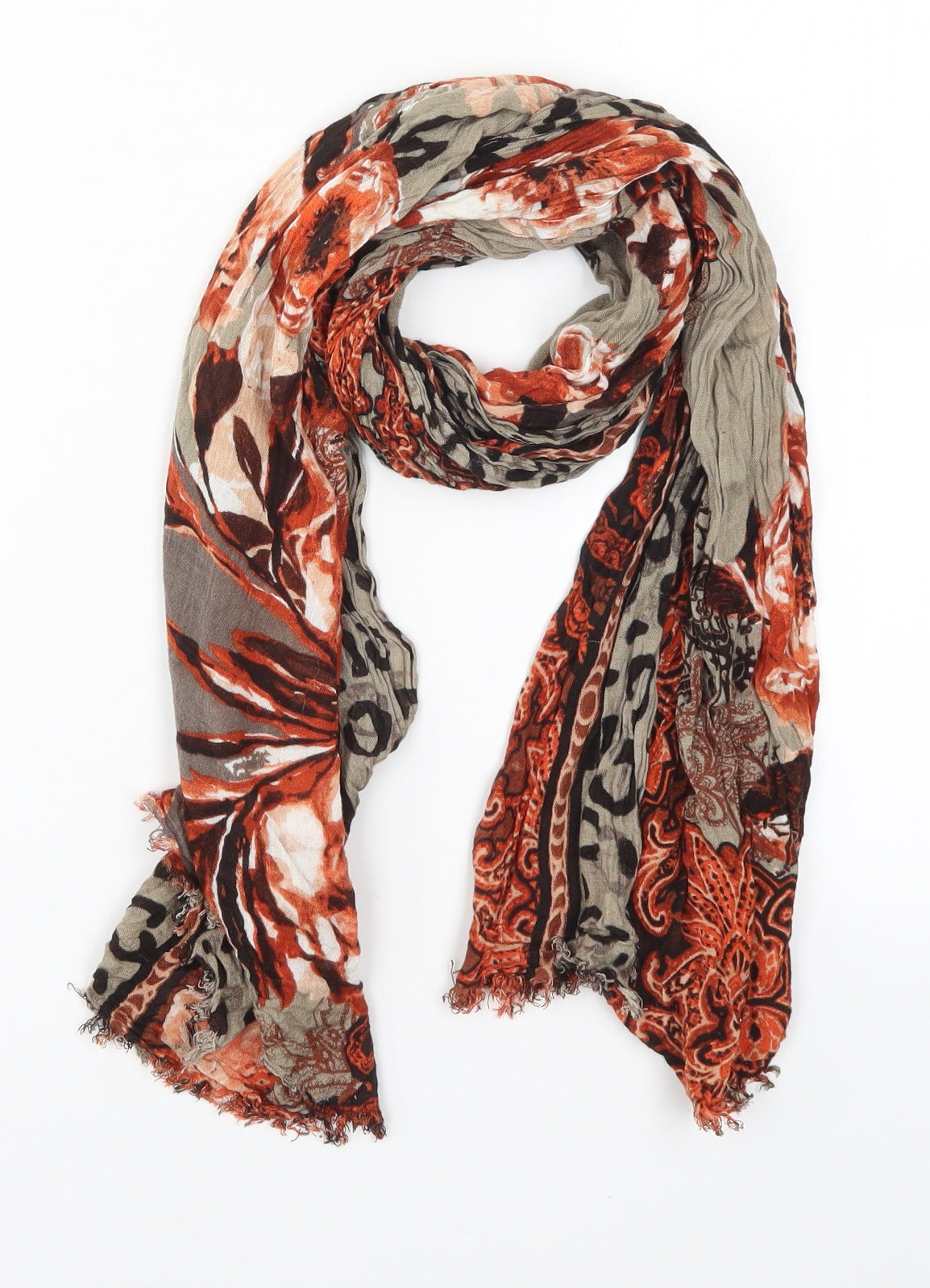 Preworn Womens Orange Geometric Scarf
