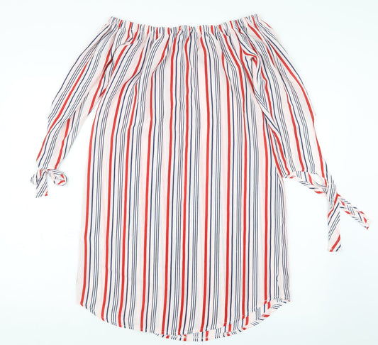 New Look Womens Red Striped T-Shirt Dress Size 10