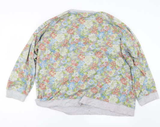Original Essentials Womens Grey Floral Pullover Jumper Size XL
