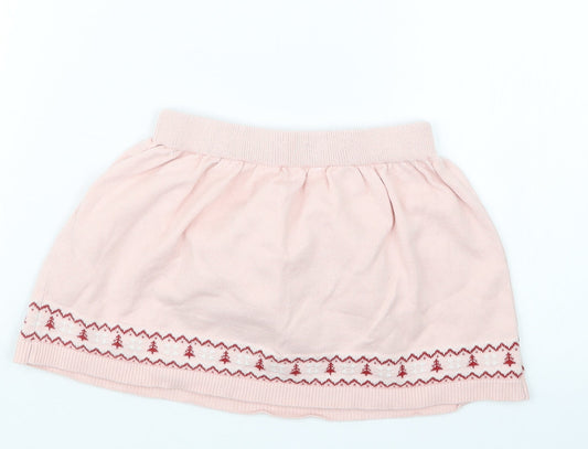 Primark Girls Pink Knit A-Line Skirt Size 3-4 Years - Christmas