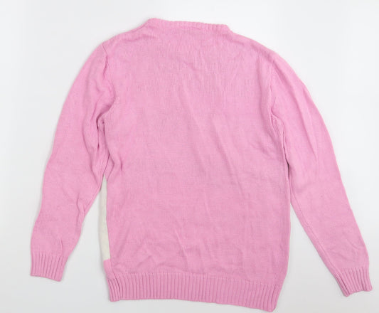 Honor & Pride Womens Pink Animal Print Pullover Jumper Size S