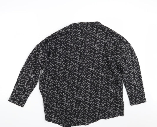 Gina Tricot Womens Black Animal Print Wrap Jumper Size M