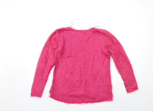 H&M Girls Pink Knit Pullover Jumper Size 11-12 Years - life goals