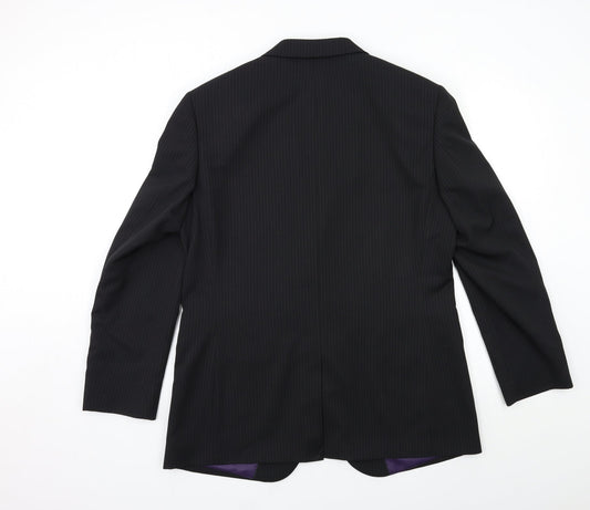 Taylor & Wright Mens Black Striped Rayon Jacket Suit Jacket Size 42