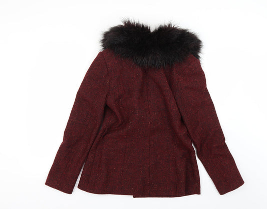 H&M Womens Red Overcoat Coat Size 6