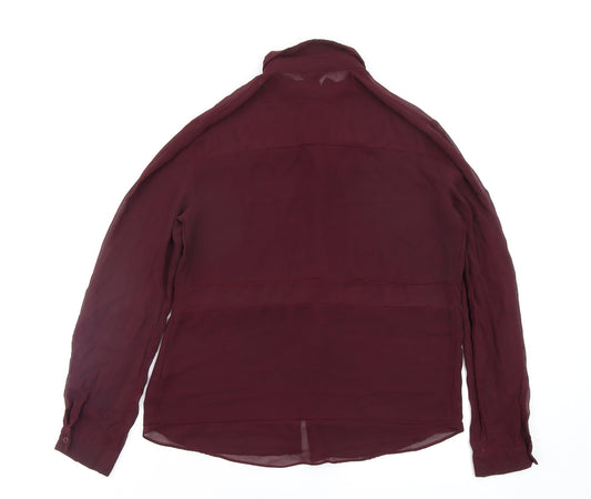 Topshop Womens Purple Basic Button-Up Size 8