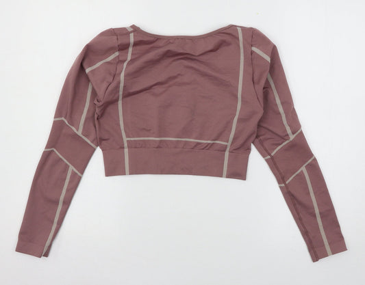 PRETTYLITTLETHING Womens Purple Geometric Jersey Basic T-Shirt Size M