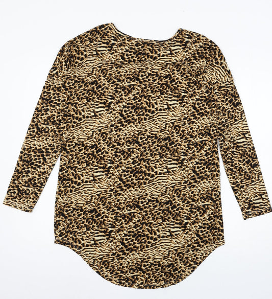 Papaya Womens Brown Animal Print Jersey T-Shirt Dress Size 10