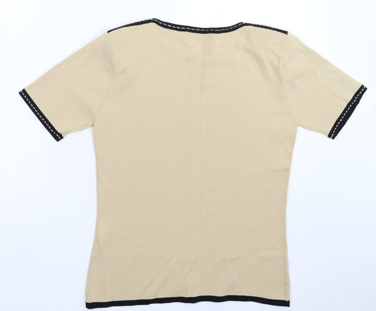 Frank Saul Womens Beige Knit Pullover Jumper Size L