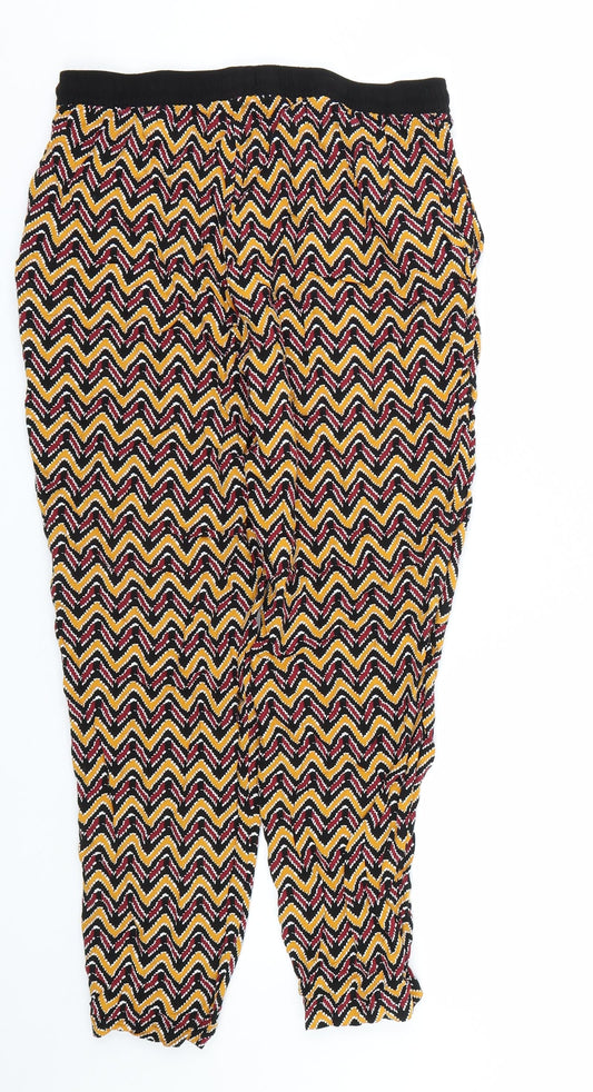 Papaya Womens Yellow Striped Capri Trousers Size 12 L25 in