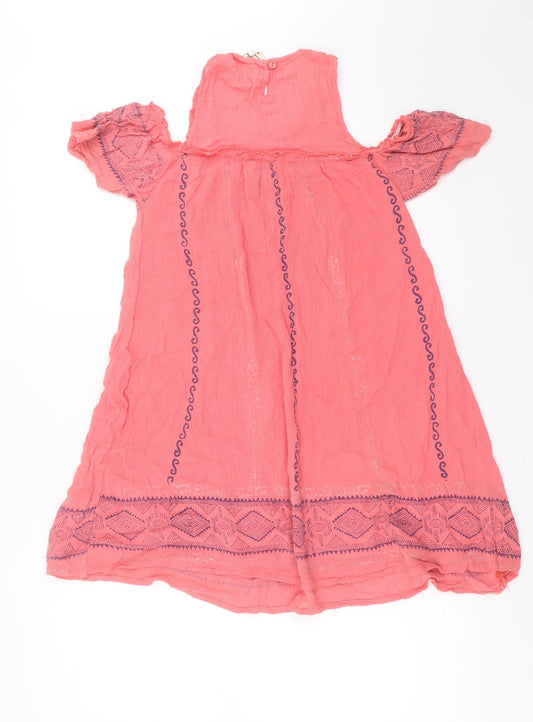 Beautiful Womens Pink Geometric Basic Blouse Size S - cold Shoulder