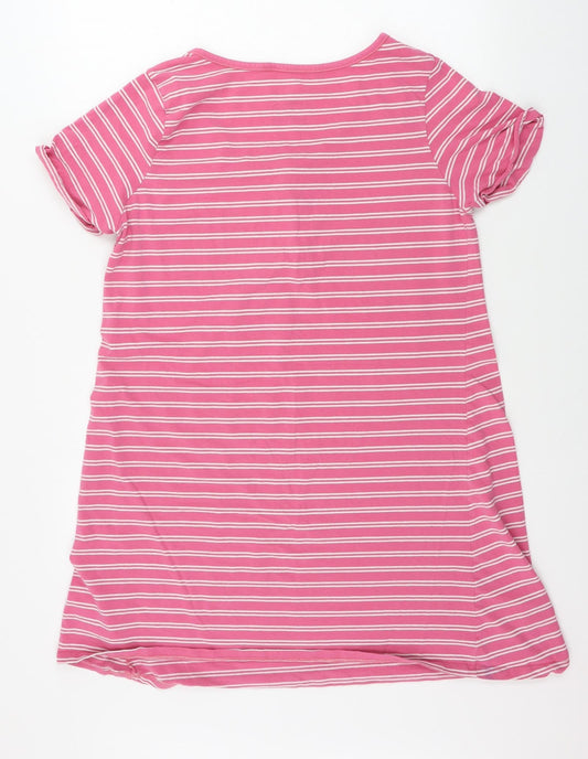 Preworn Womens Pink Striped A-Line Size L