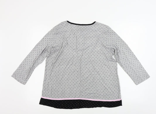 Reve Rofe Womens Grey Polka Dot Basic Blouse Size L