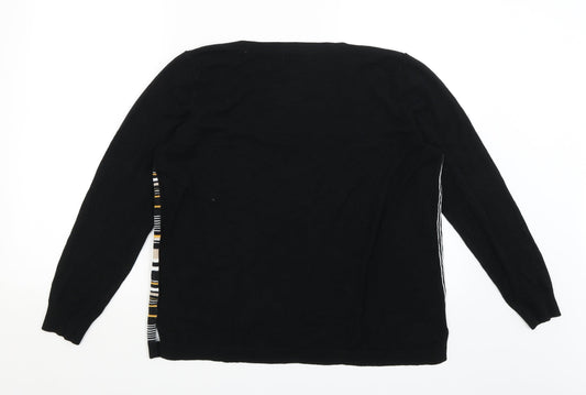 Papaya Womens Black Striped Pullover Jumper Size L