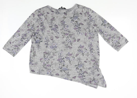 Debenhams Womens Grey Floral Pullover Jumper Size 16