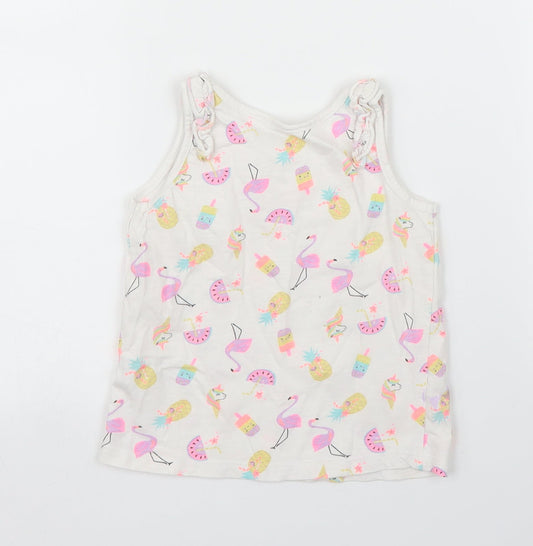 Matalan Girls White Basic Tank Size 2 Years
