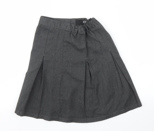 M&S Girls Grey Pleated Skirt Size 7 Years