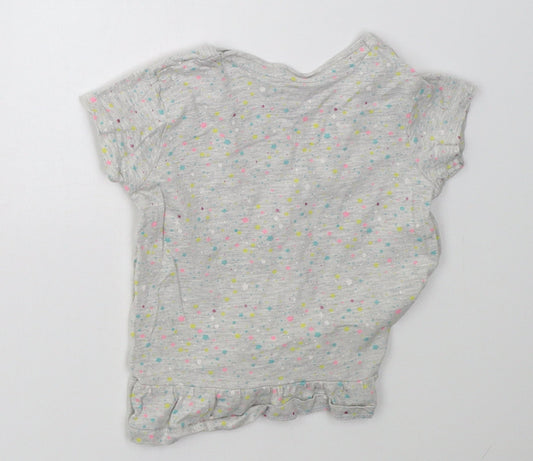 jeff & co Girls Grey Polka Dot Basic T-Shirt Size 2-3 Years