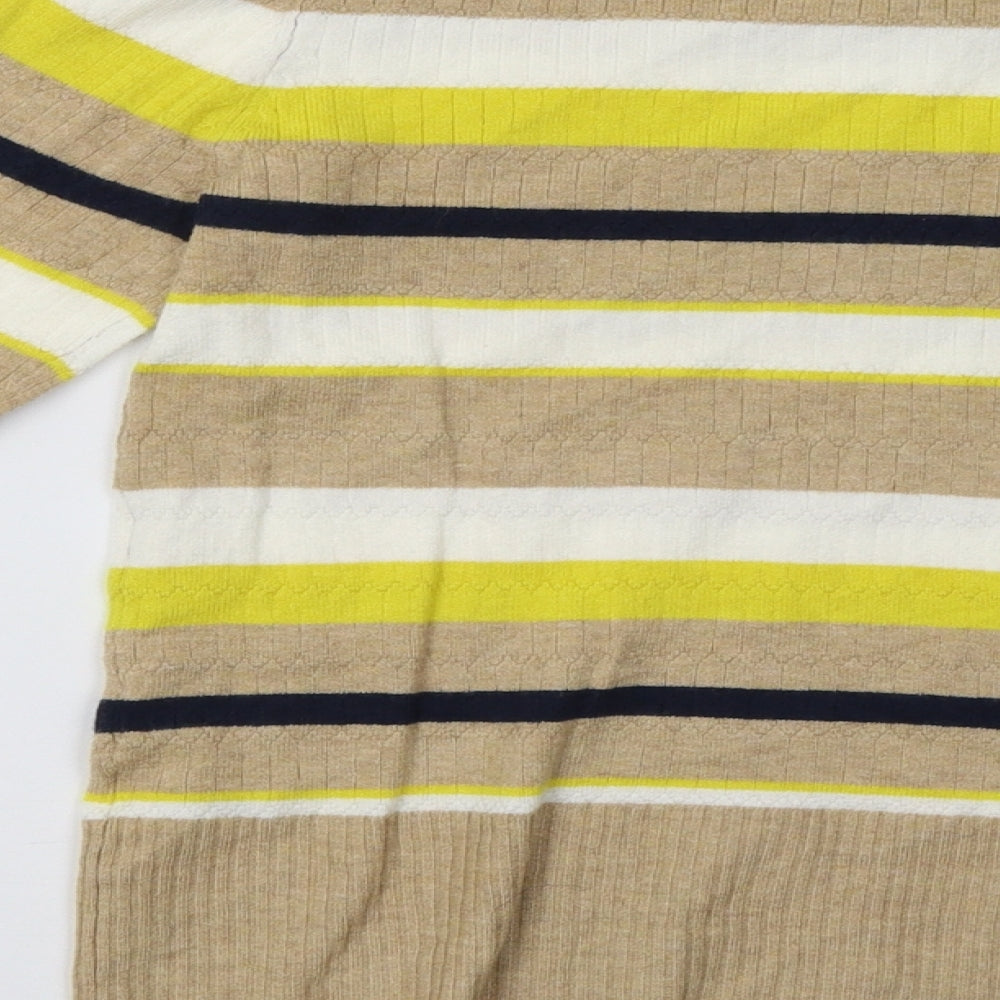 Marks and Spencer Womens Beige Striped Pullover Sweatshirt Size 12