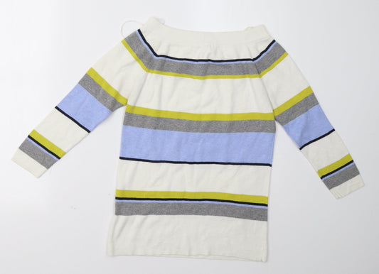 Sainsburys Womens White Striped Pullover Sweatshirt Size 14