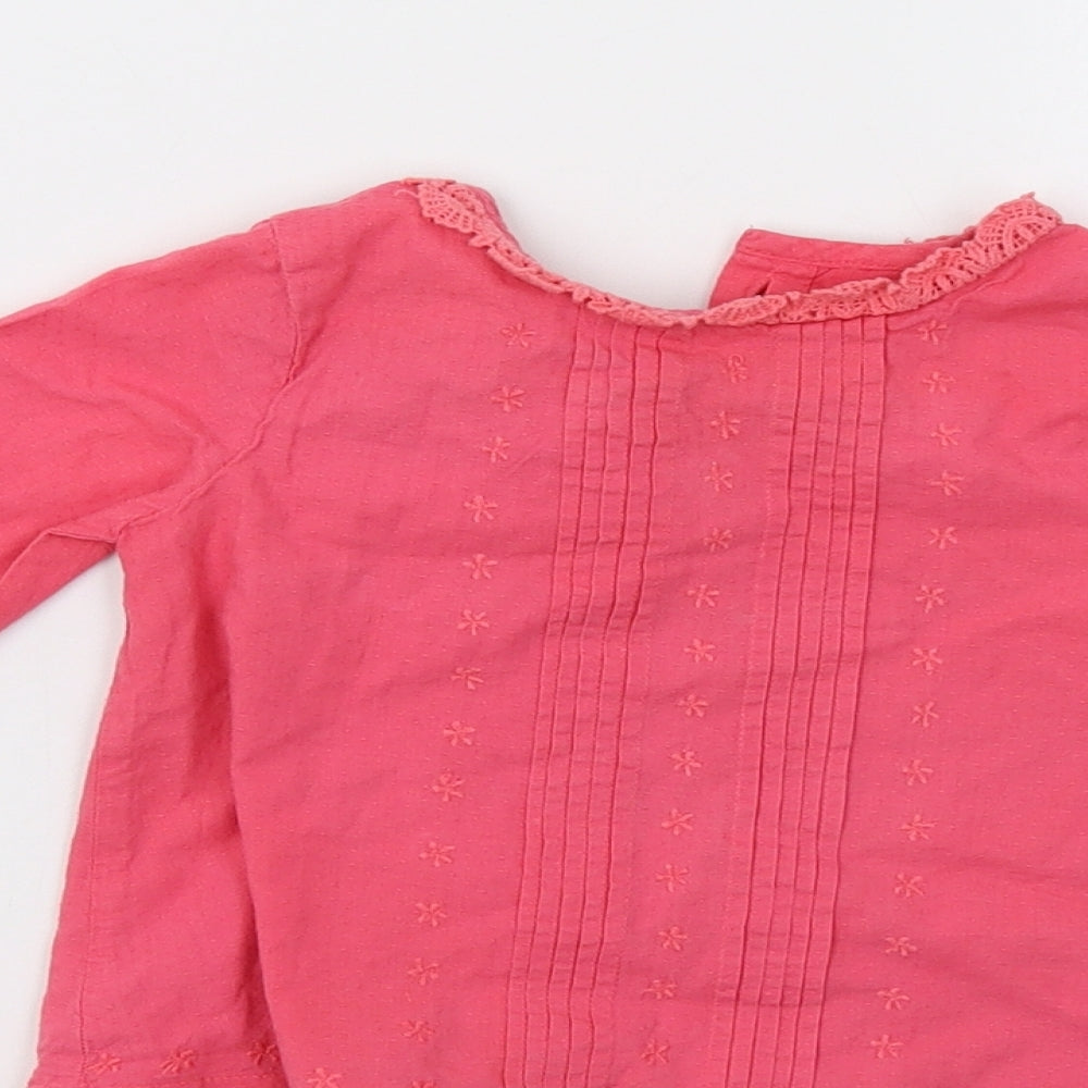 M&S Baby Pink Floral Basic Button-Up Size 9-12 Months