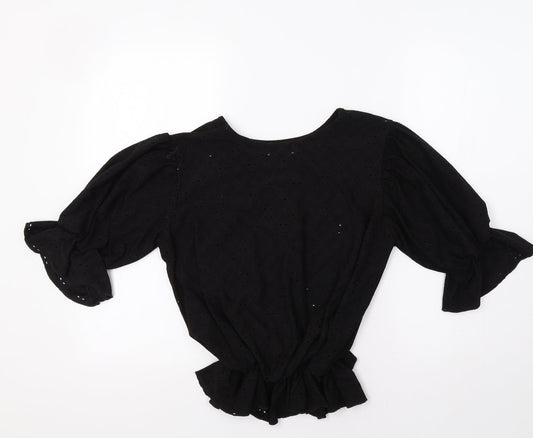 Pretty Hurts Womens Black Floral Basic Blouse Size 12