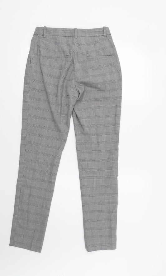 H&M Womens Grey Check Dress Pants Trousers Size 6 L31 in