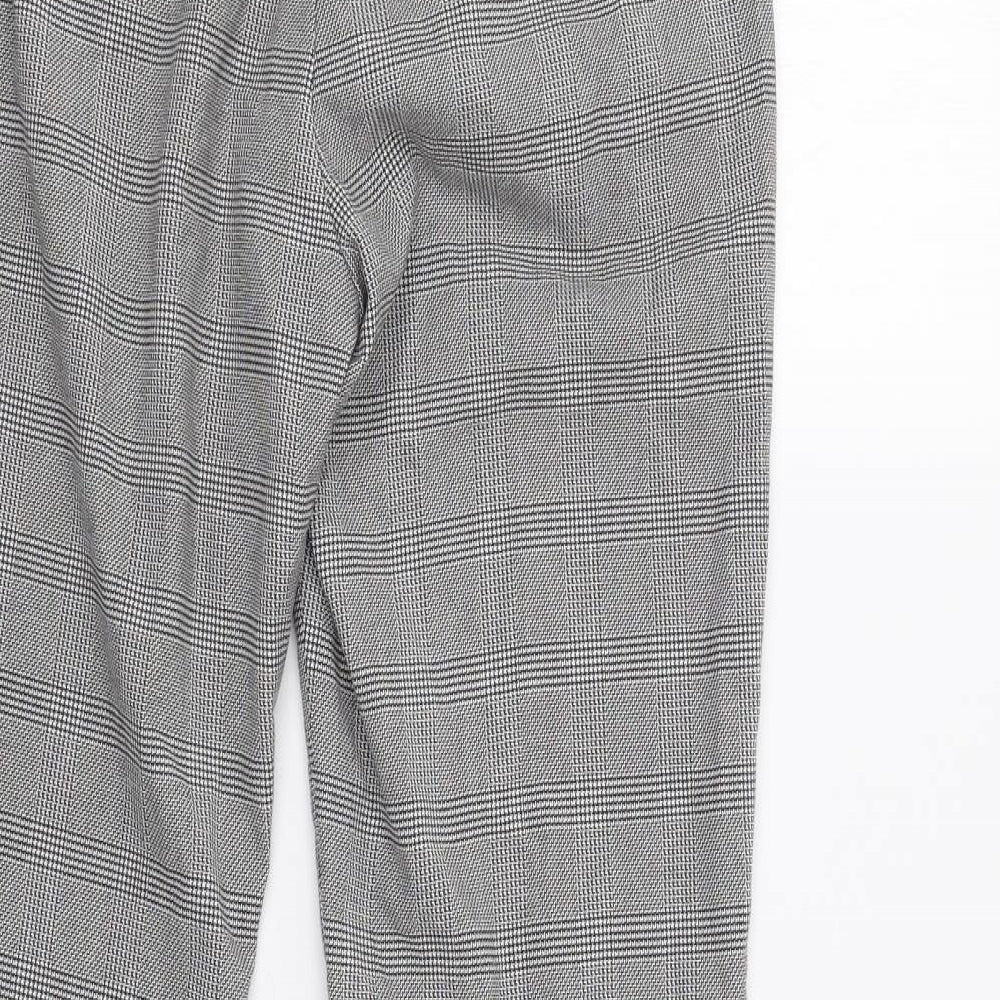 H&M Womens Grey Check Dress Pants Trousers Size 6 L31 in