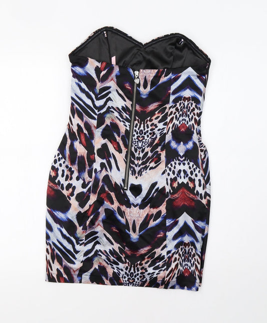 Lipsy Womens Multicoloured Animal Print Mini Size 10 - Embellished