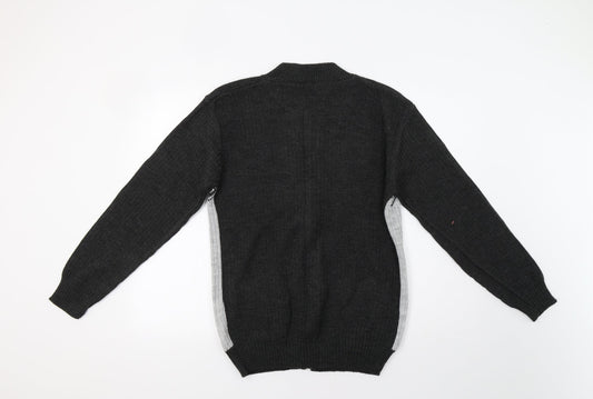 Preworn Mens Grey Geometric Full Zip Jumper Size M
