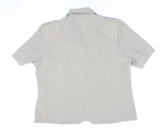 Berkertex Womens Beige Basic Button-Up Size 16 - Faux Blouse Front