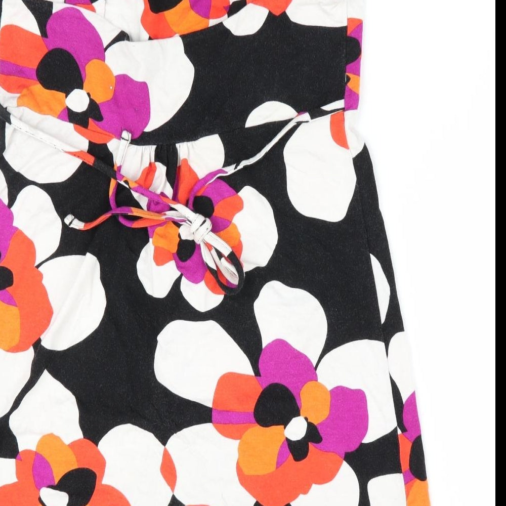 Red Herring Womens Black Floral Pinafore/Dungaree Dress Size 8